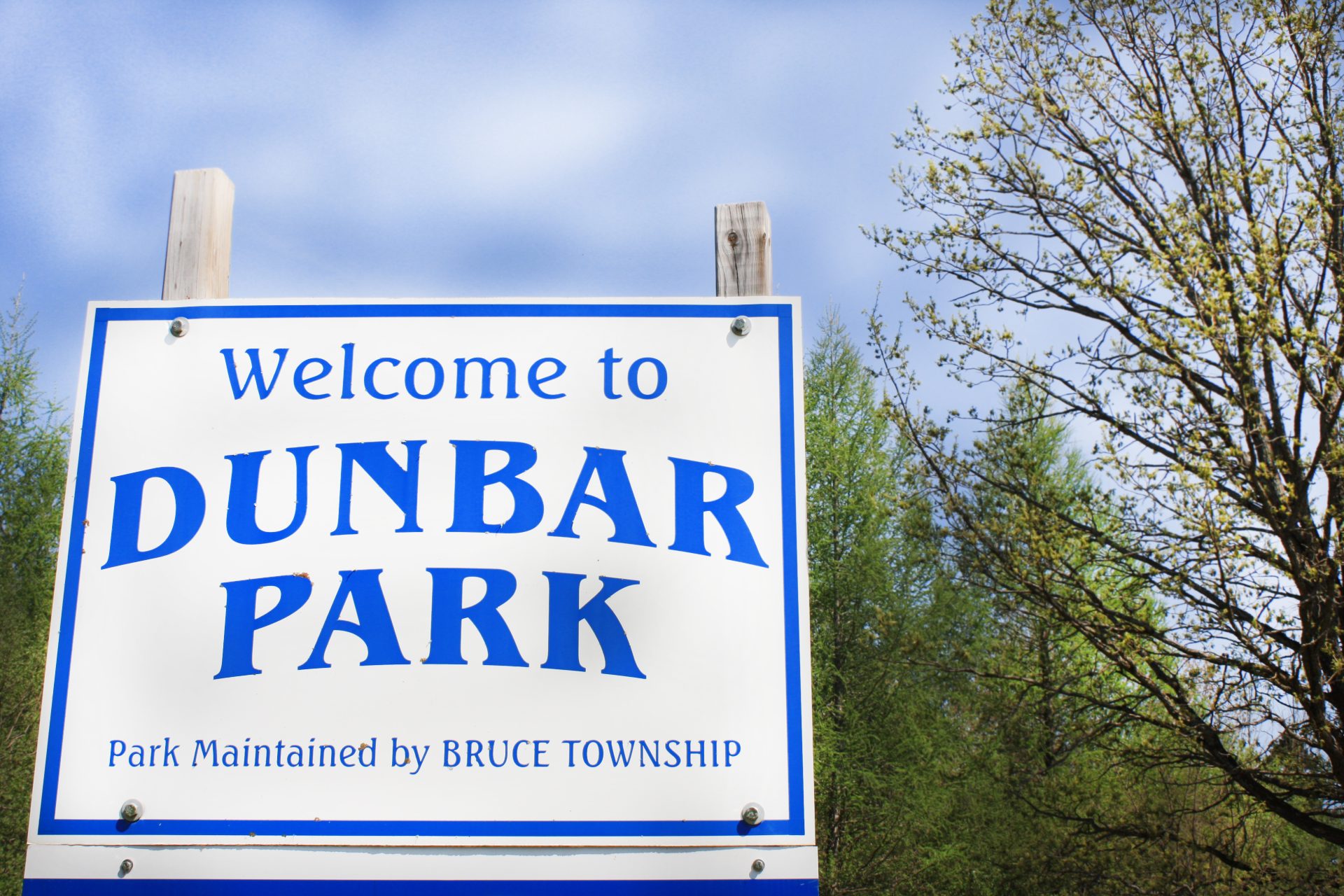Bruce Township Dunbar Park Sign
